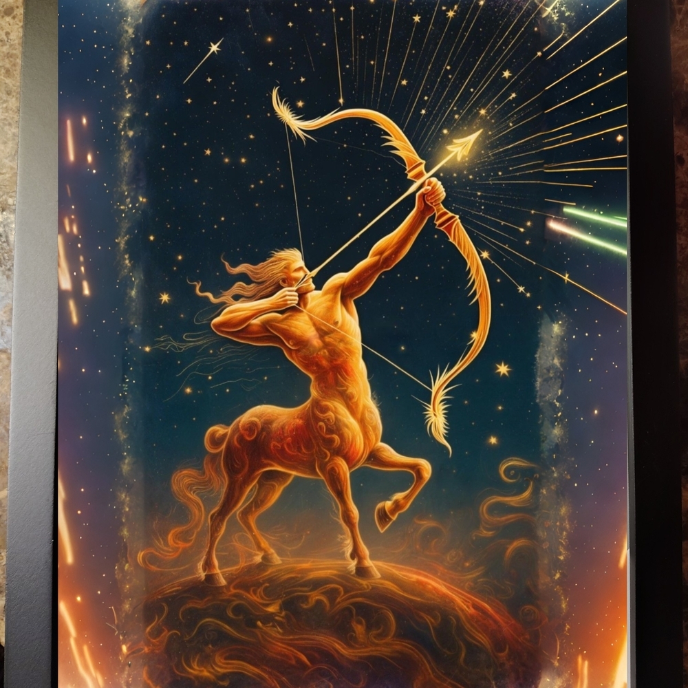 Zodiac  Sagittarius Centaur Art Print In A Glass Front Frame
